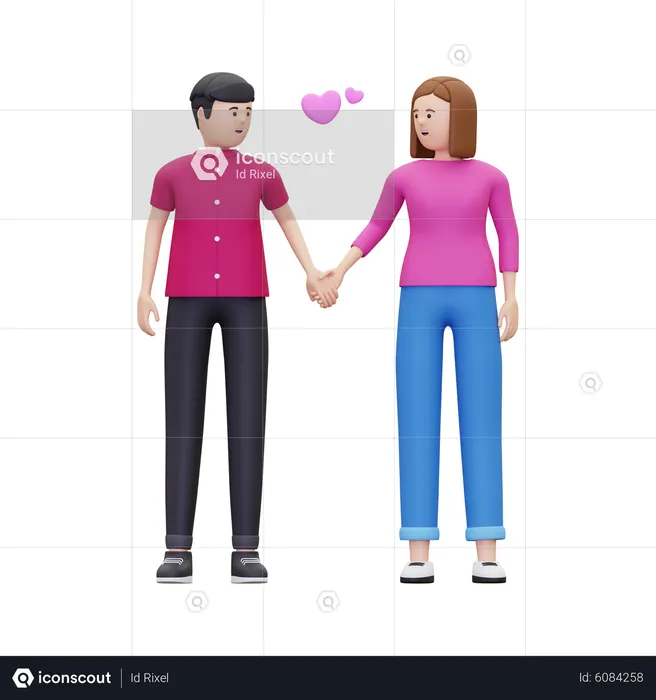 Couple is holding hands  3D Illustration