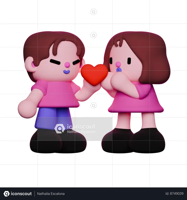 Couple is in romantic mood  3D Illustration
