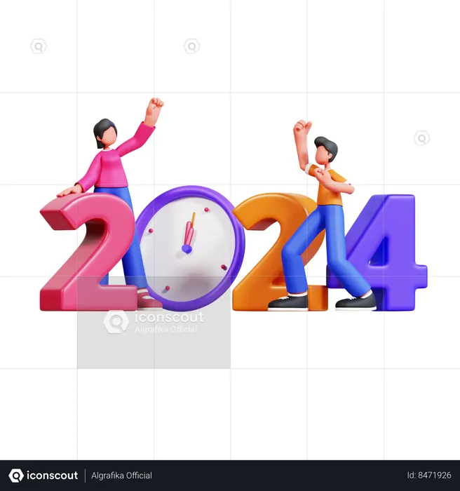 Couple Is Setting Up Deadlines In Year 2024  3D Illustration
