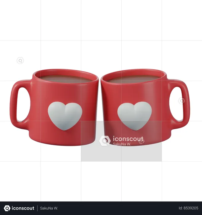 Couple Mugs  3D Icon