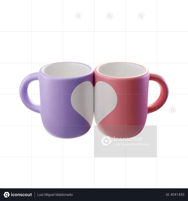 Couple Mugs  3D Illustration