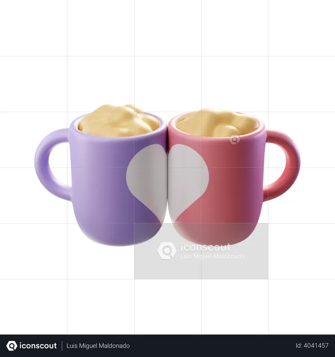 Couple Mugs Foam  3D Illustration