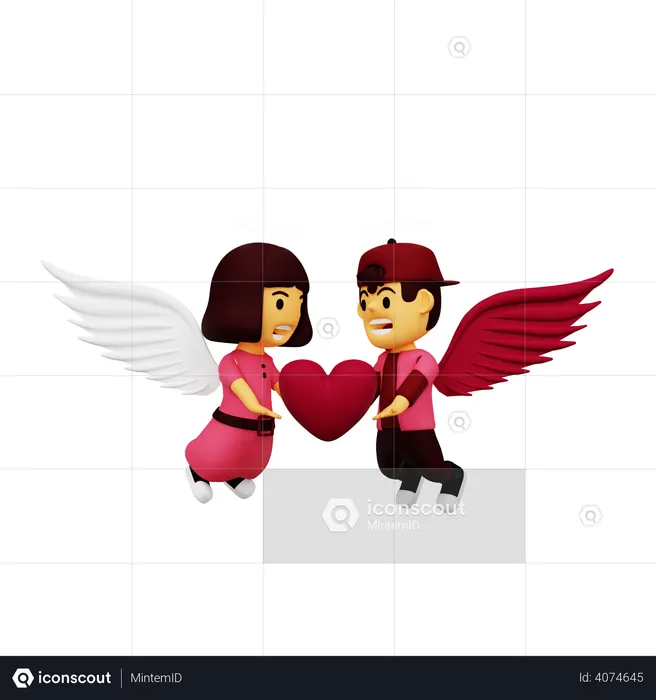 Couple of cupid  3D Illustration