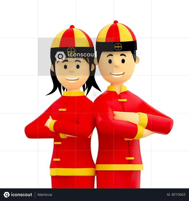 Couple on Chinese new year  3D Illustration