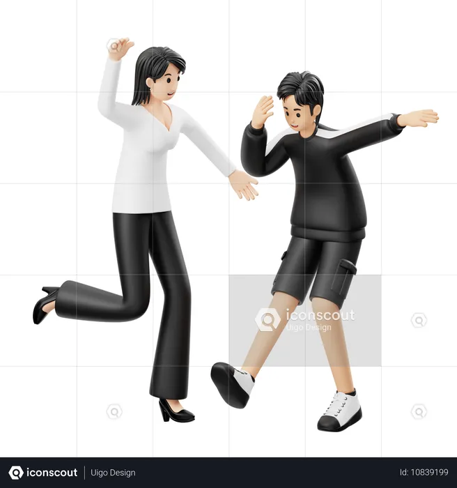 Couple participates in dance party  3D Illustration