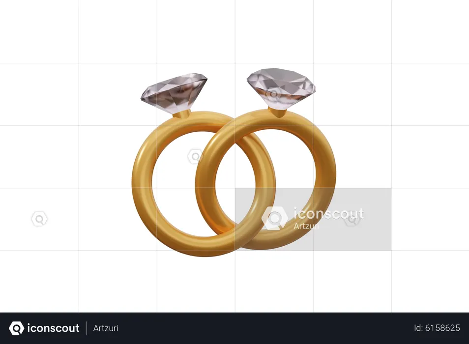 Couple Rings  3D Icon