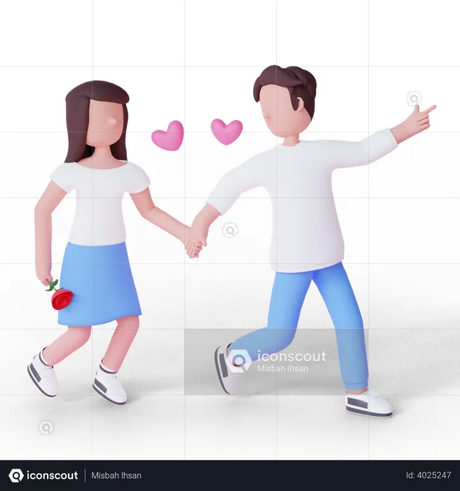 Couple romantique  3D Illustration