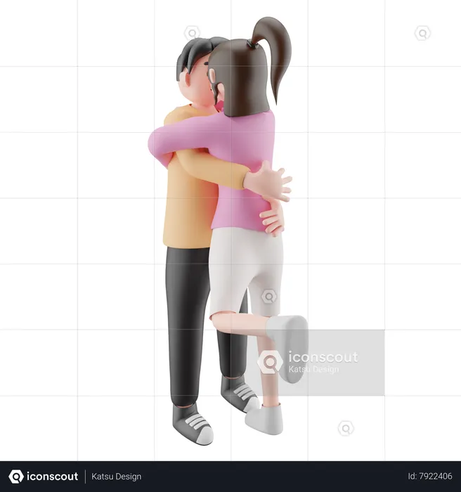 Couple Smooching And Hugging  3D Illustration