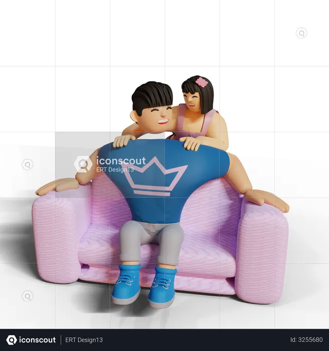 Couple spending time together  3D Illustration