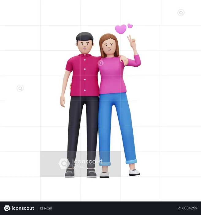 Couple standing and giving standing pose  3D Illustration