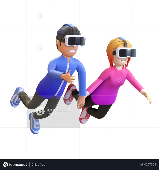 Couple talking VR experience  3D Illustration