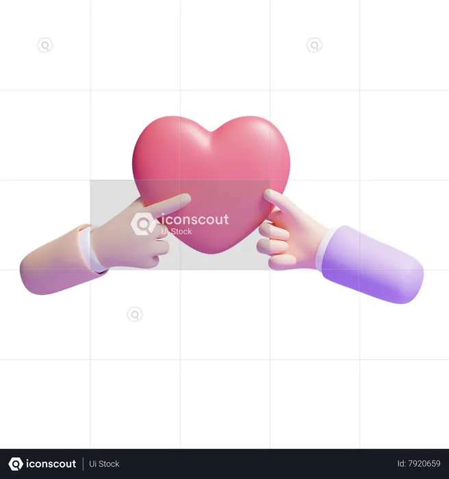 Couple tenant coeur  3D Icon