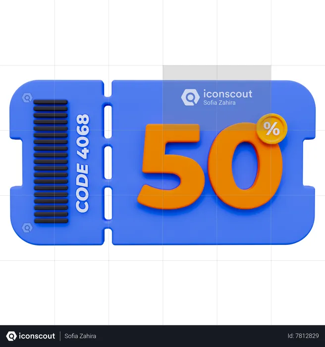 Coupon 50%  3D Icon