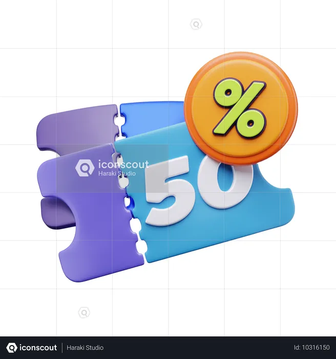 クーポン割引  3D Icon