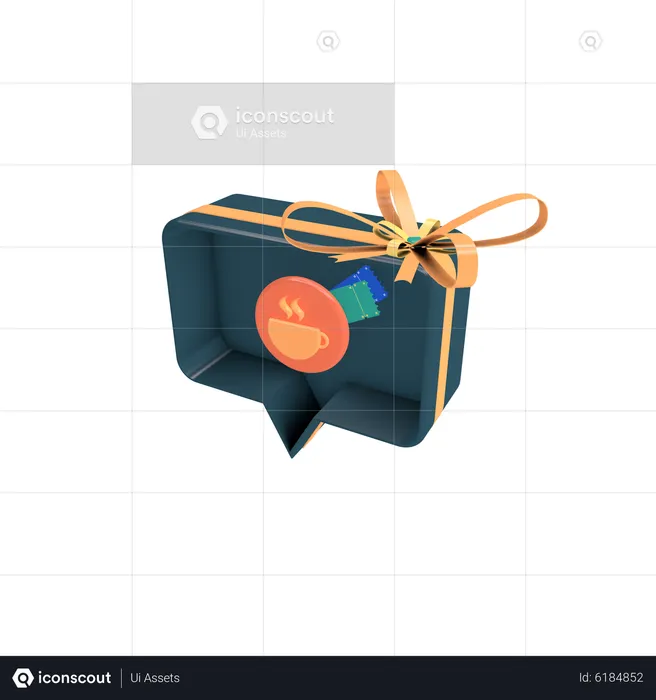 Coupon gift box with coffee  3D Icon