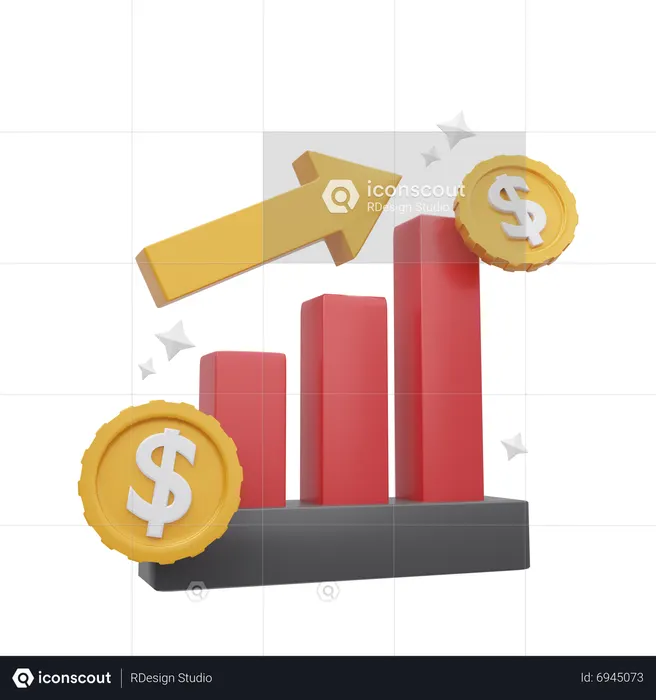 Courbe de croissance financière  3D Icon