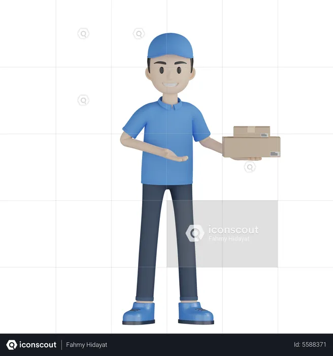 Courier Boy Asking Courier  3D Illustration