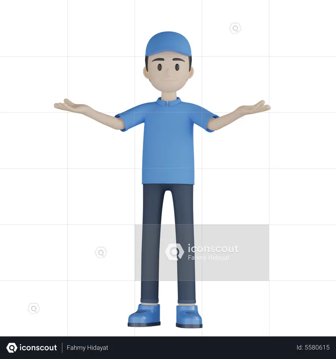 Courier Boy Empty Hand  3D Illustration