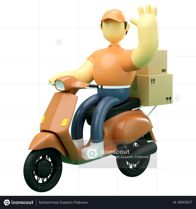 Courier delivering man waving hand  3D Illustration