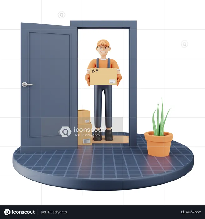 Courier Delivery arrival  3D Illustration