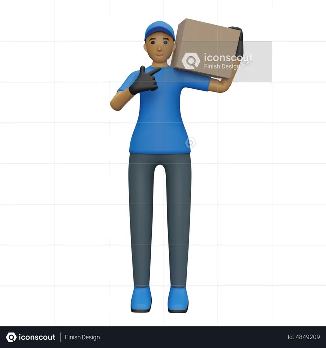Courier guy carrying box  3D Illustration