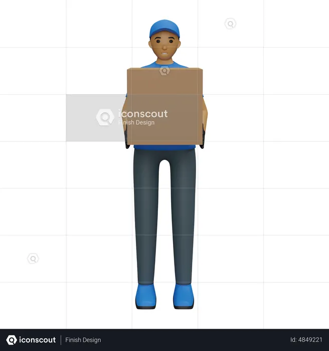 Courier guy holding box  3D Icon