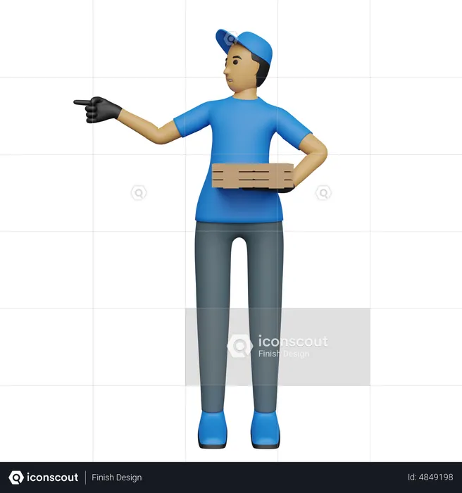 Courier guy pointing left  3D Illustration