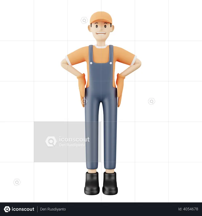 Courier guy standing while hands in pocket  3D Illustration