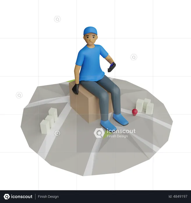 Courier Guy with delivery location  3D Illustration