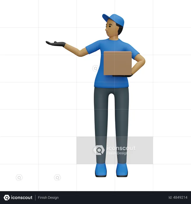 Courier guy with one wide hand  3D Illustration