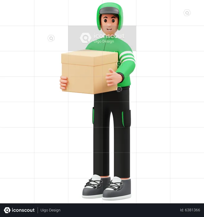 Courier Holding Box And Giving Thumbs Up  3D Illustration