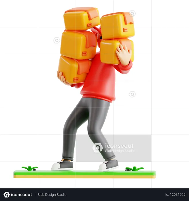 Courier Man Pickup Box  3D Icon