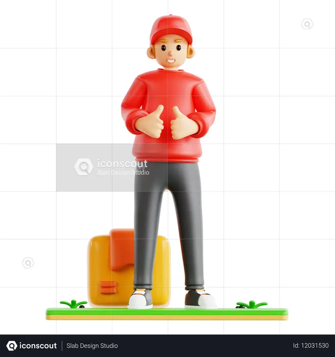 Courier Man Send Box  3D Icon