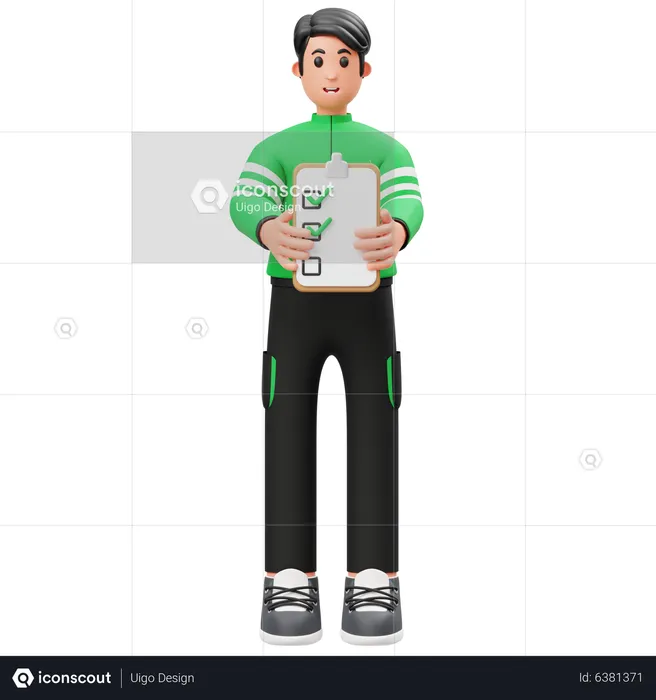 Courier man showing Order list  3D Illustration