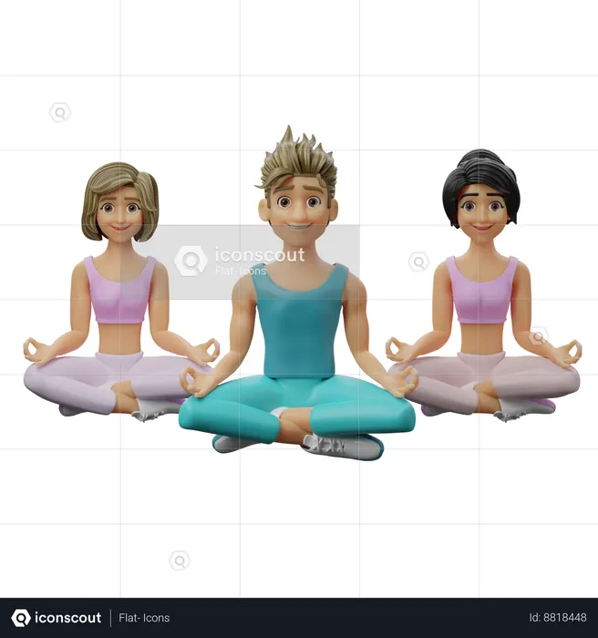 Cours de yoga  3D Illustration