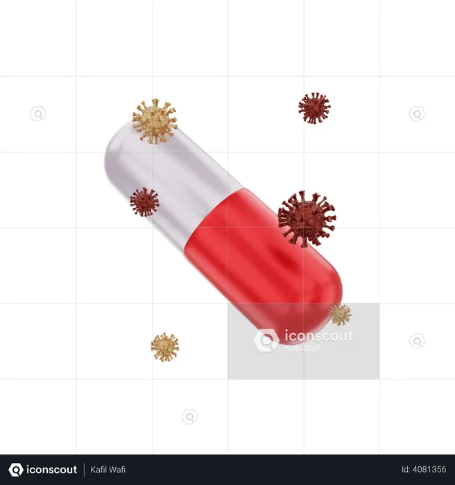 Covid medicine capsule  3D Illustration