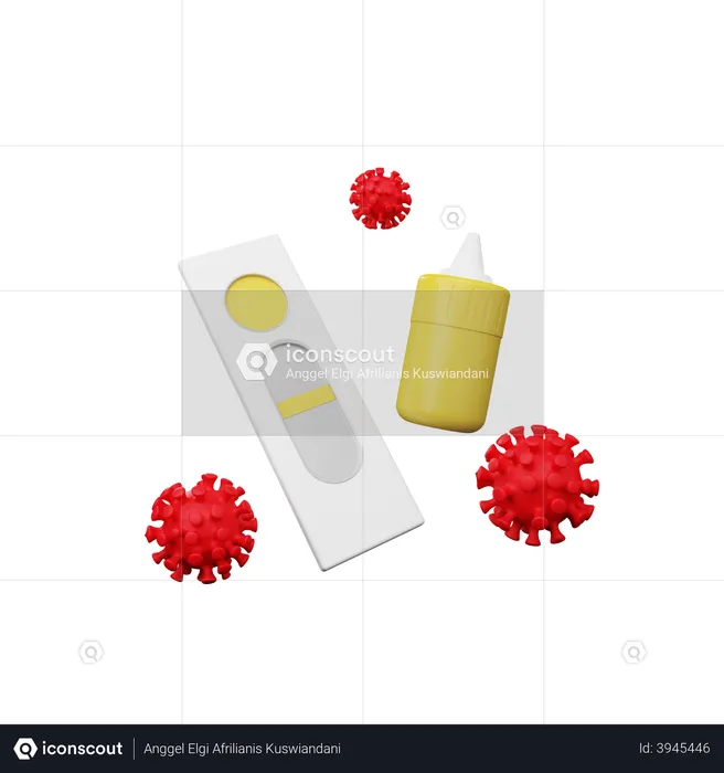 Covid positive rapid test  3D Illustration