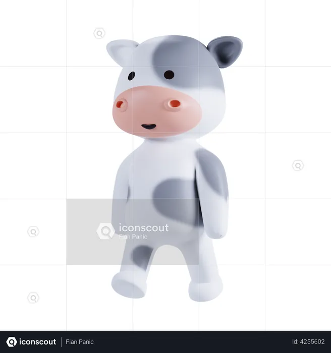 Cow Cute Pose  3D Illustration
