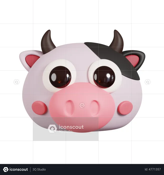 Cow Face Emoji 3D Emoji