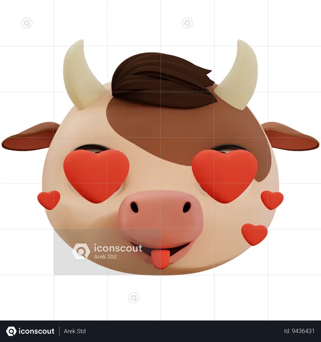 Cow Love Emoji Emoji 3D Icon