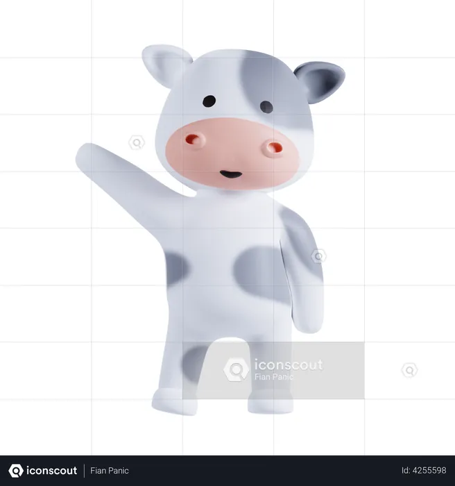 Cow Say Hello  3D Illustration