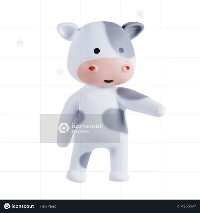 Cow Showing Something  3D Illustration