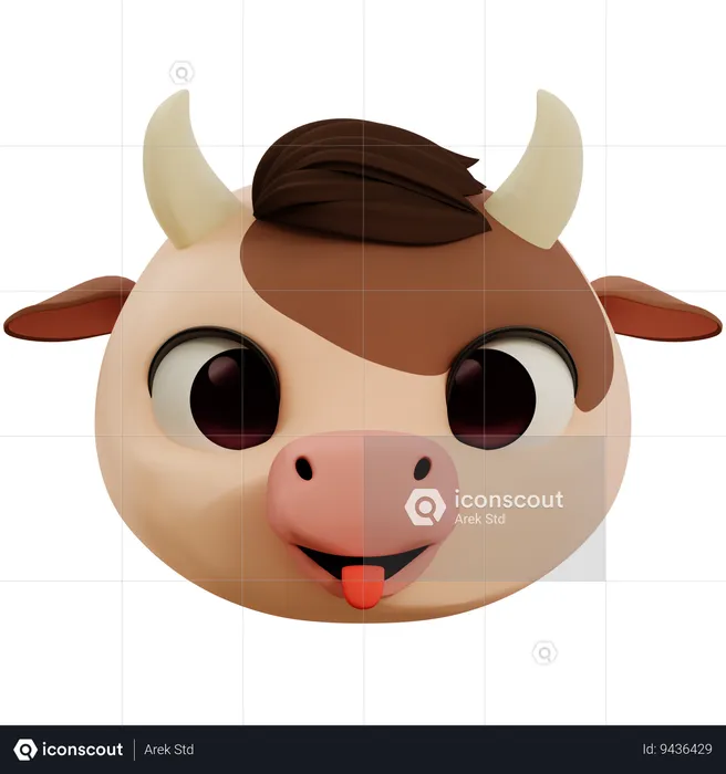Cow Sticking Out Its Tongue Emoji Emoji 3D Icon