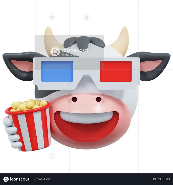 Cow Watching Movie Emoji 3D Icon