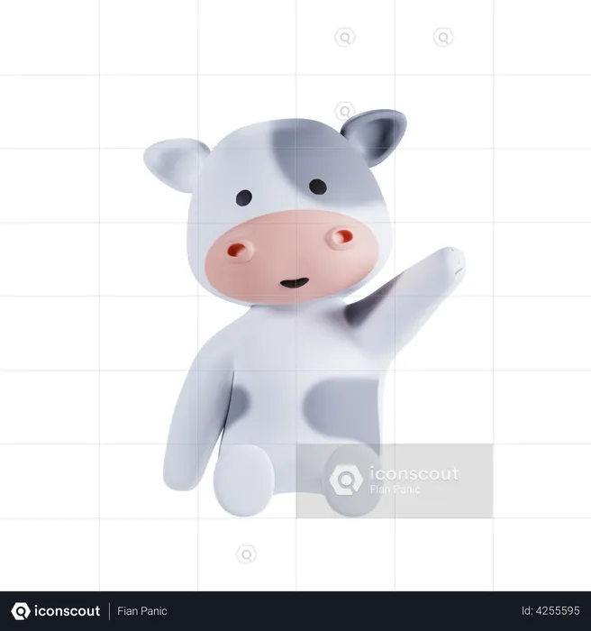 Cow Waving Hand  3D Illustration