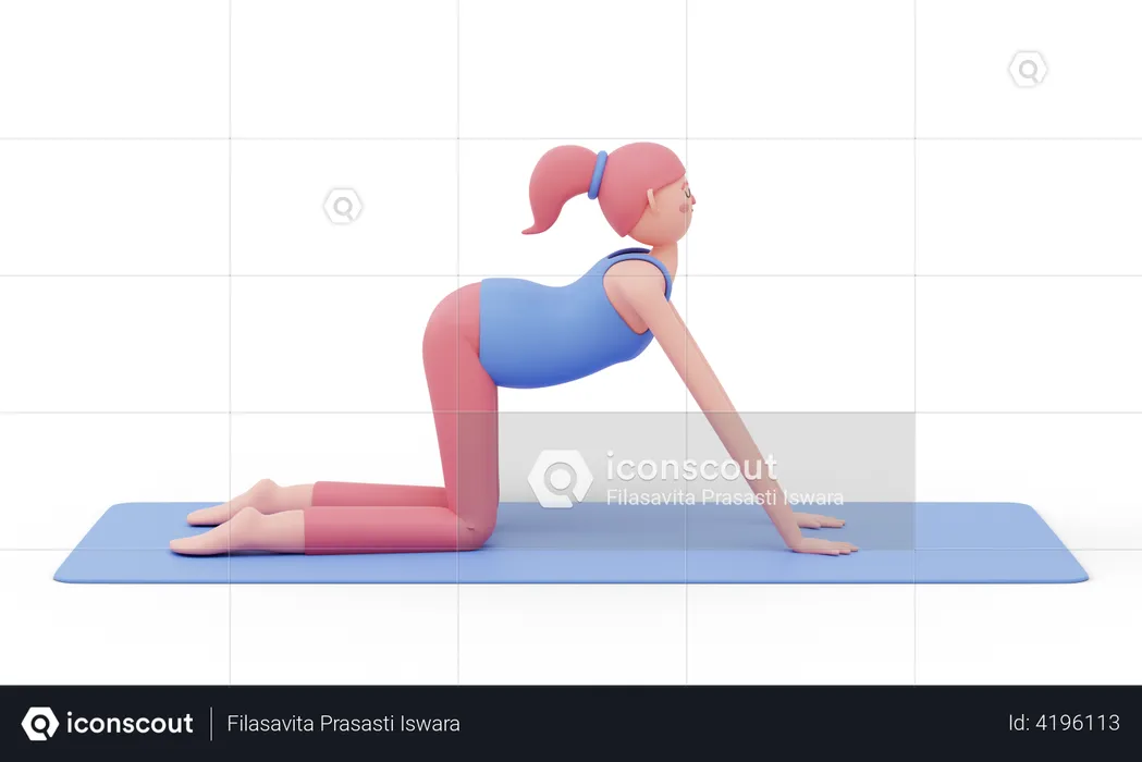 Cow Yoga Pose  3D Illustration