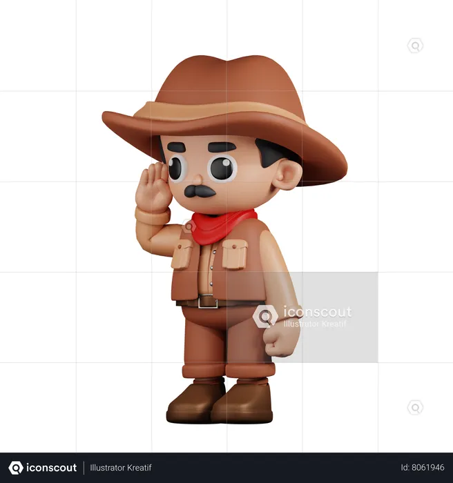 Cowboy fazendo saudação  3D Illustration