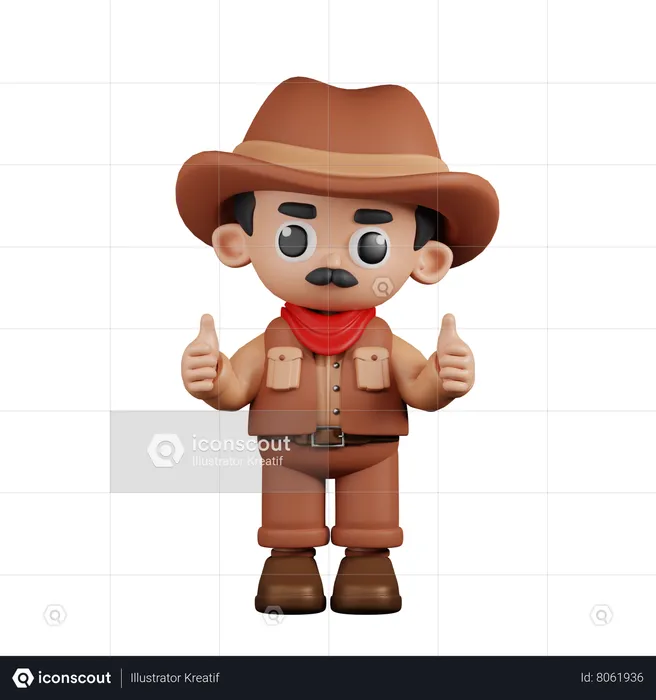 Cowboy abandonnant un pouce  3D Illustration