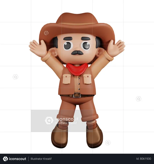 Cowboy fazendo comemoração de salto  3D Illustration