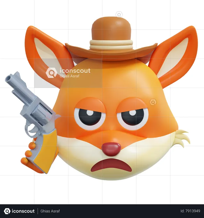 Cowboy Fox Emoticon Emoji 3D Icon